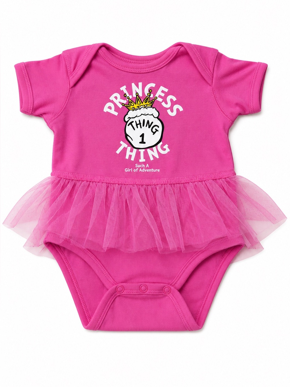 Baby Girls Pink 'Princess Thing 1' Tulle Tutu One-Piece Bodysuit